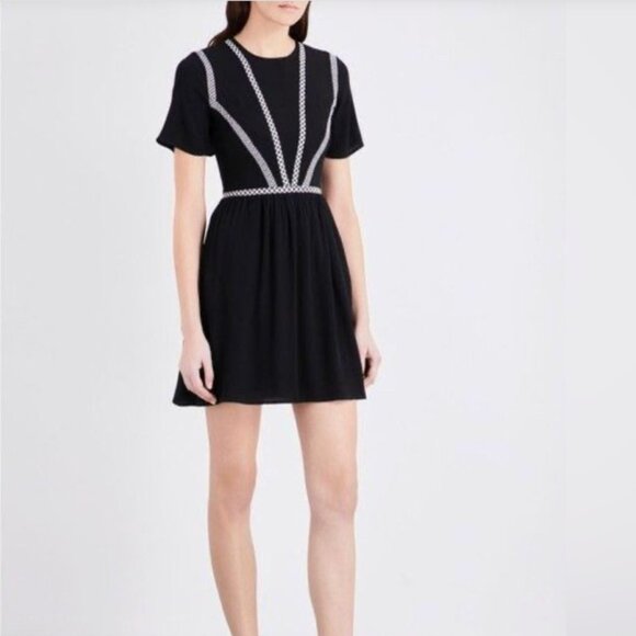 Maje Dresses & Skirts - Maje Risea Black Viscose Dress Size 1 | Fit & Flare Mini | Parisian Chic